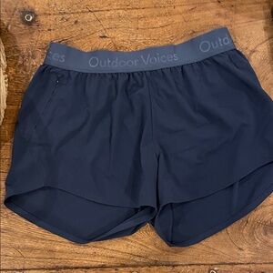 Outdoor Voices Dark Navy Athletic Shorts with Branded Waistband